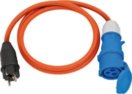 Adapterkabel IP44 1,5m oranje H07RN-F 3G2,5 Beveiligingsstekker, CEE-koppeling