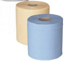 Handdoekpapier blauw, verpakt per 2 rollen